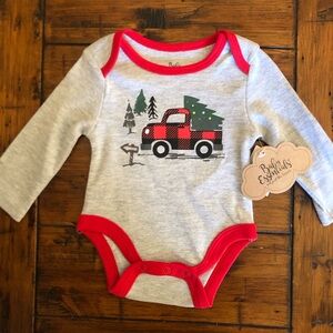 Christmas Onesie Buffalo Plaid Truck & Tree Scene 3M Unisex NWT